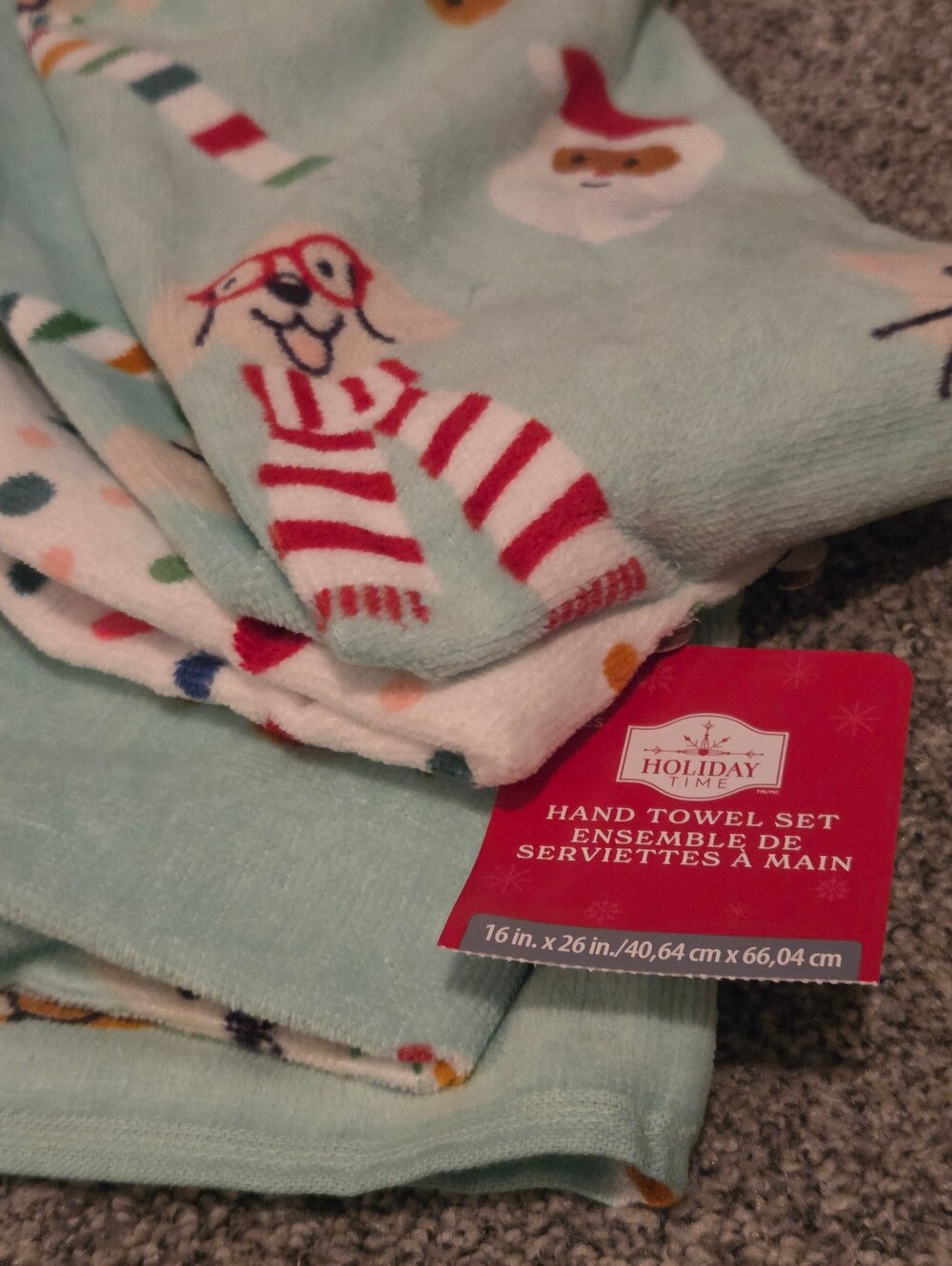 Set 3 Kitchen Towels Santa Reindeer Dogs Soft Festive Christmad Holiday